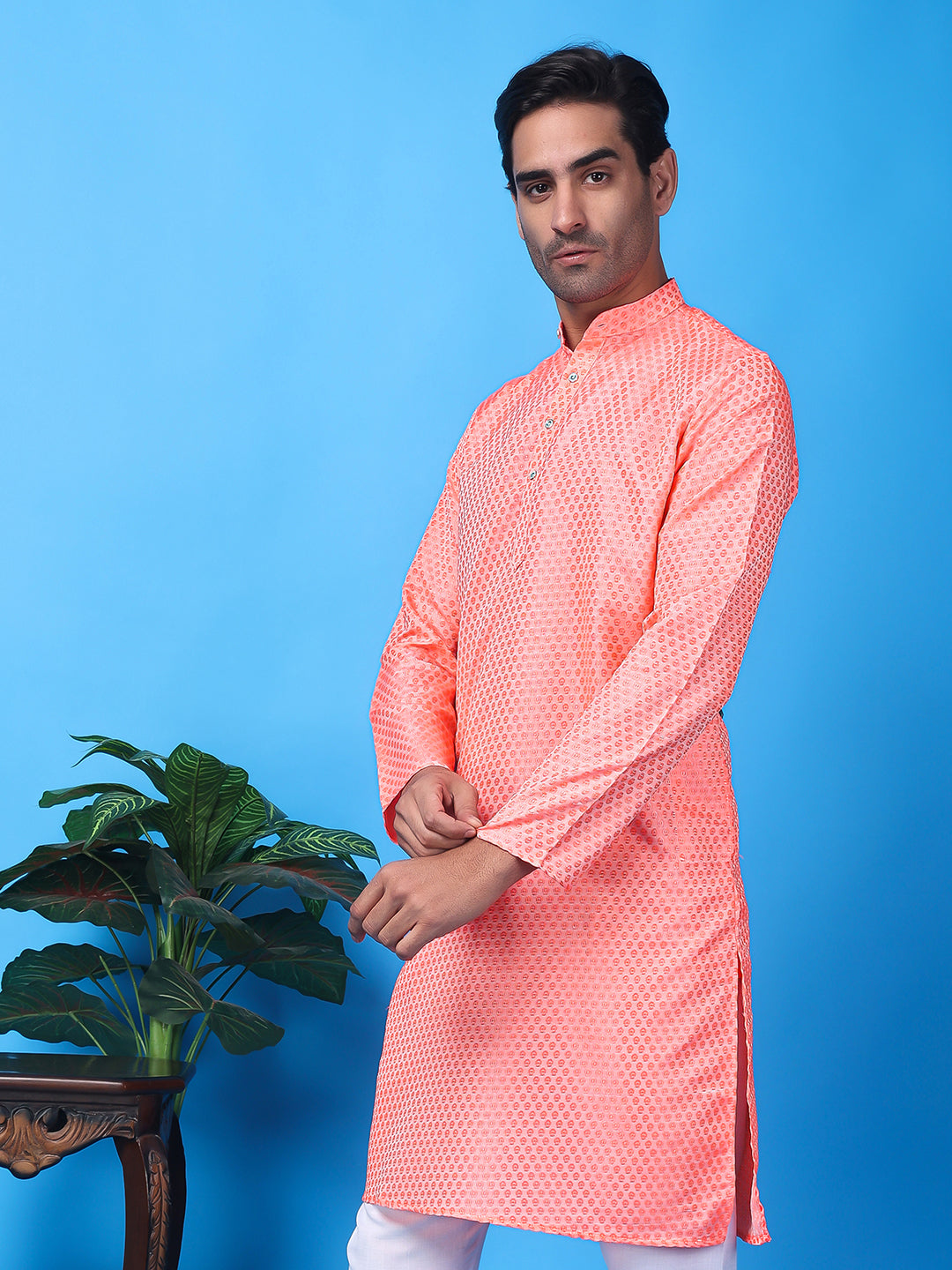 Hangup Men's Partywear Pink Kurta