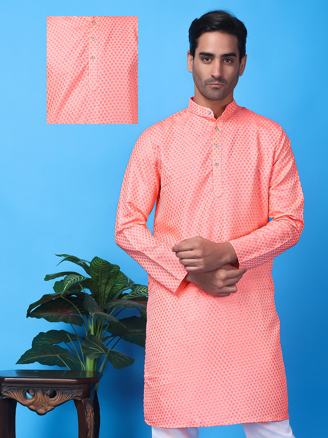 Hangup Men's Partywear Pink Kurta