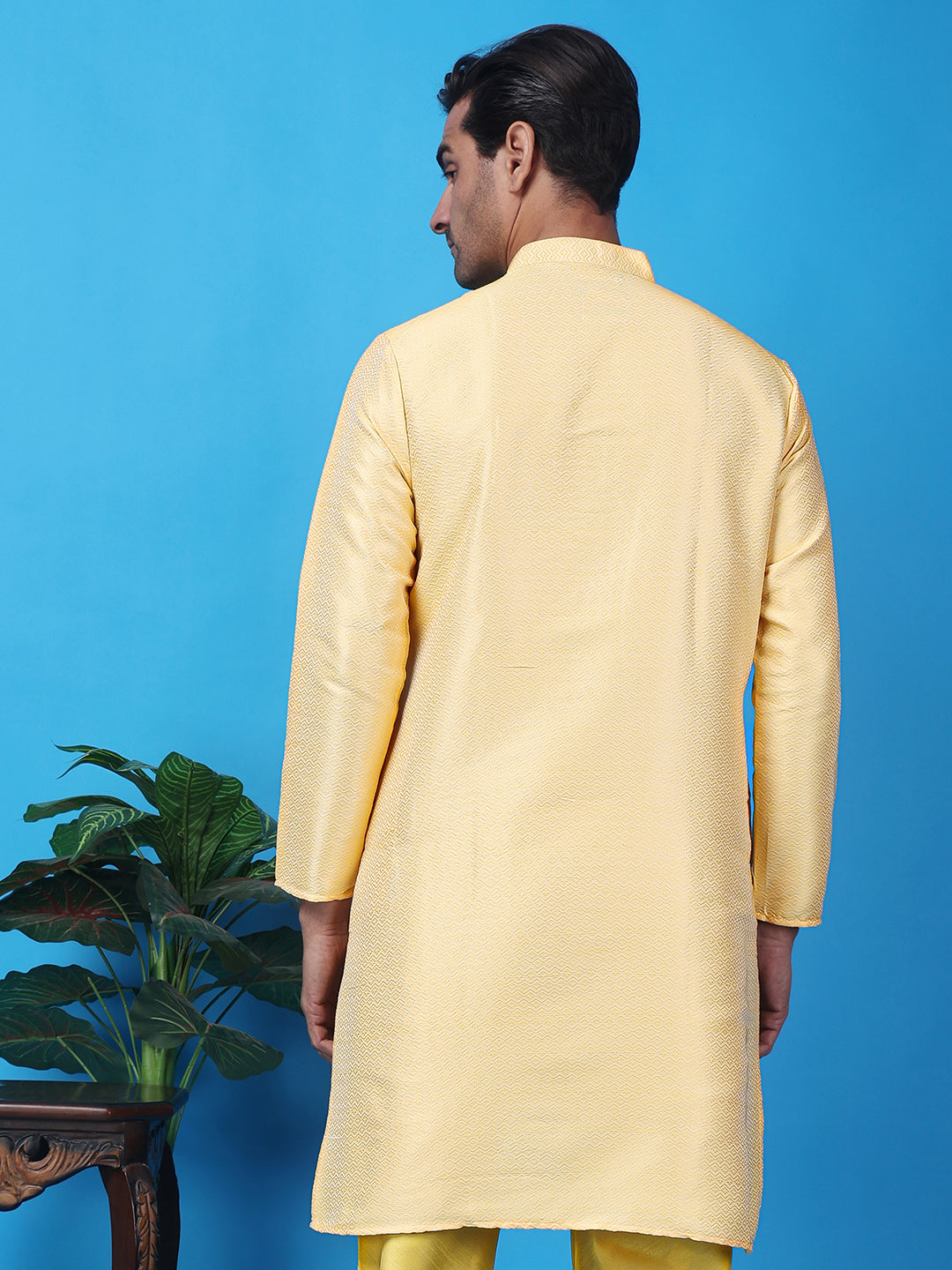 Hangup Men's Partywear Yellow Kurta