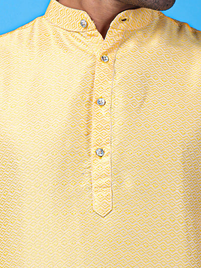 Hangup Men's Partywear Yellow Kurta