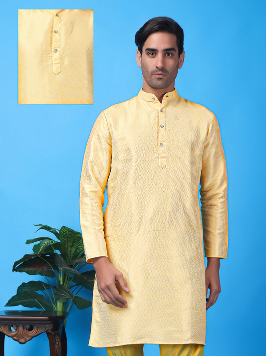 Hangup Men's Partywear Yellow Kurta