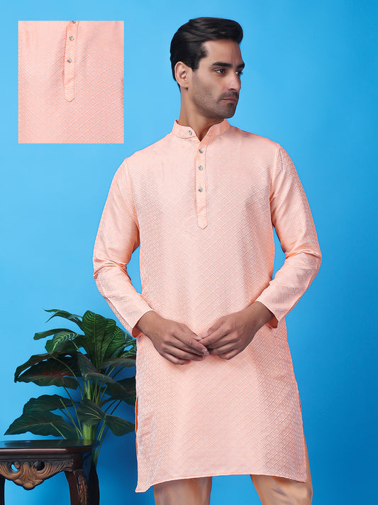 Hangup Men's Partywear Pink Kurta