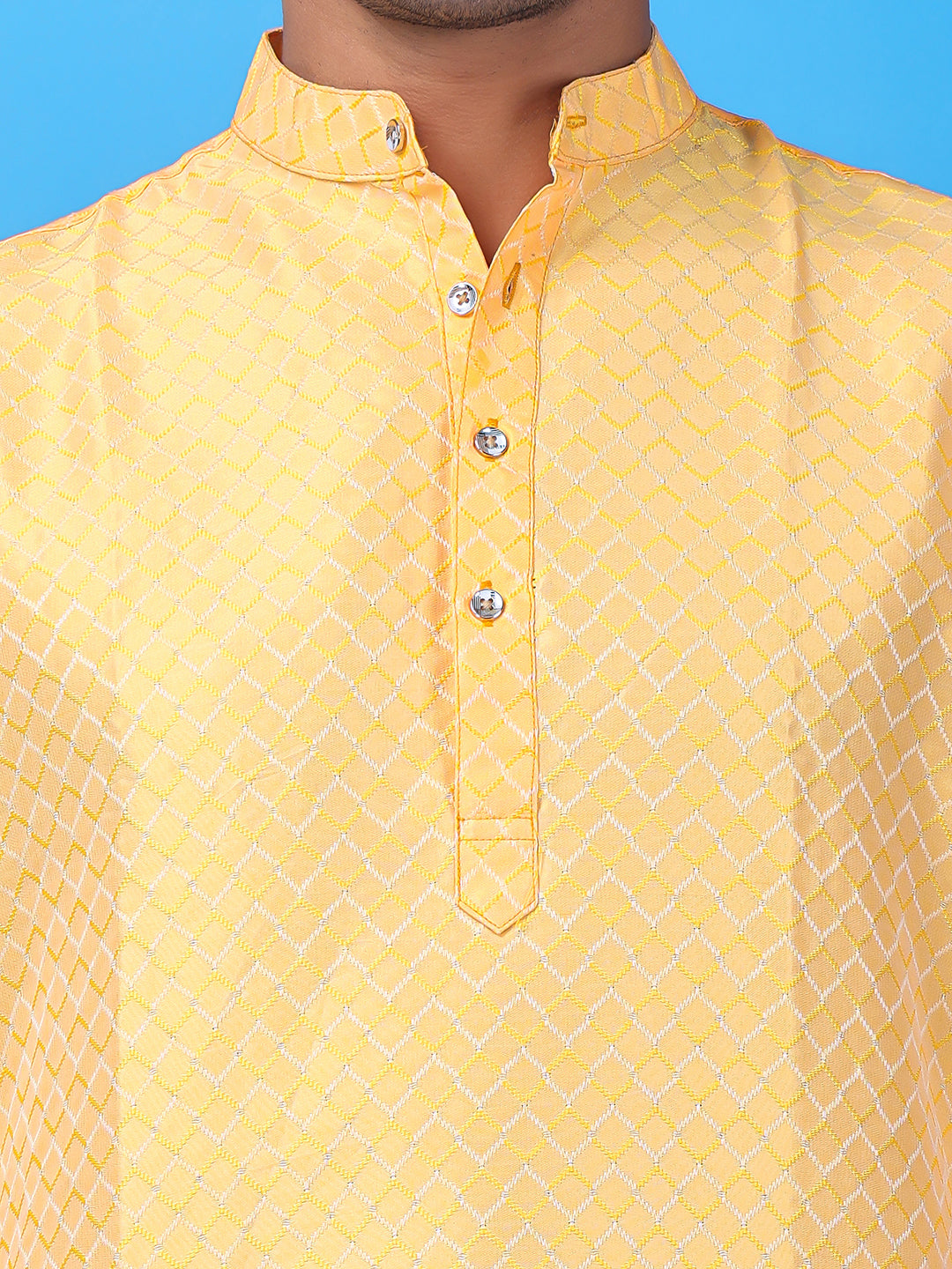 Hangup Men's Partywear Yellow Kurta