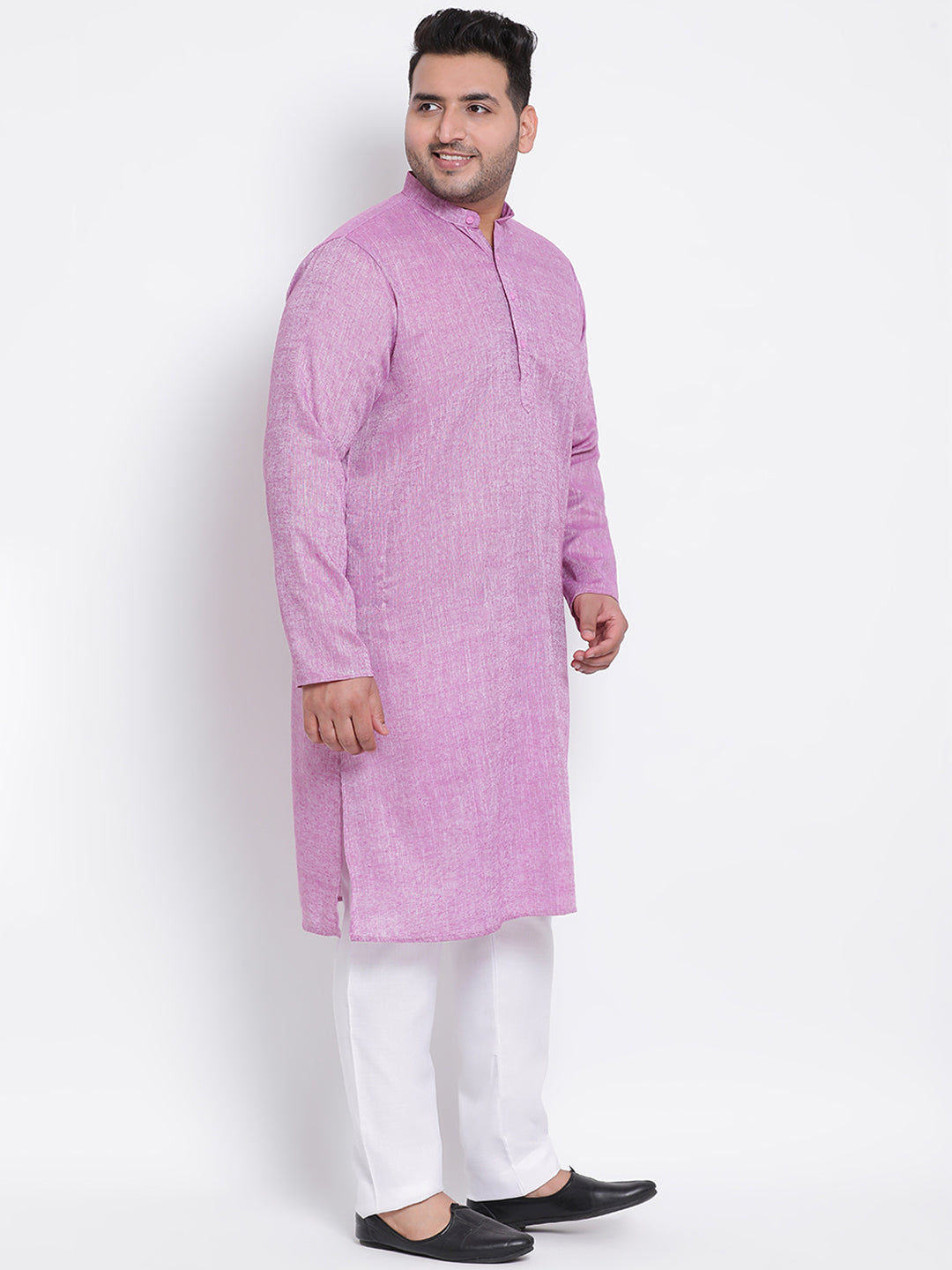 HANGUP Men Regular Fit Solid Cotton Linen Kurta Pyjama