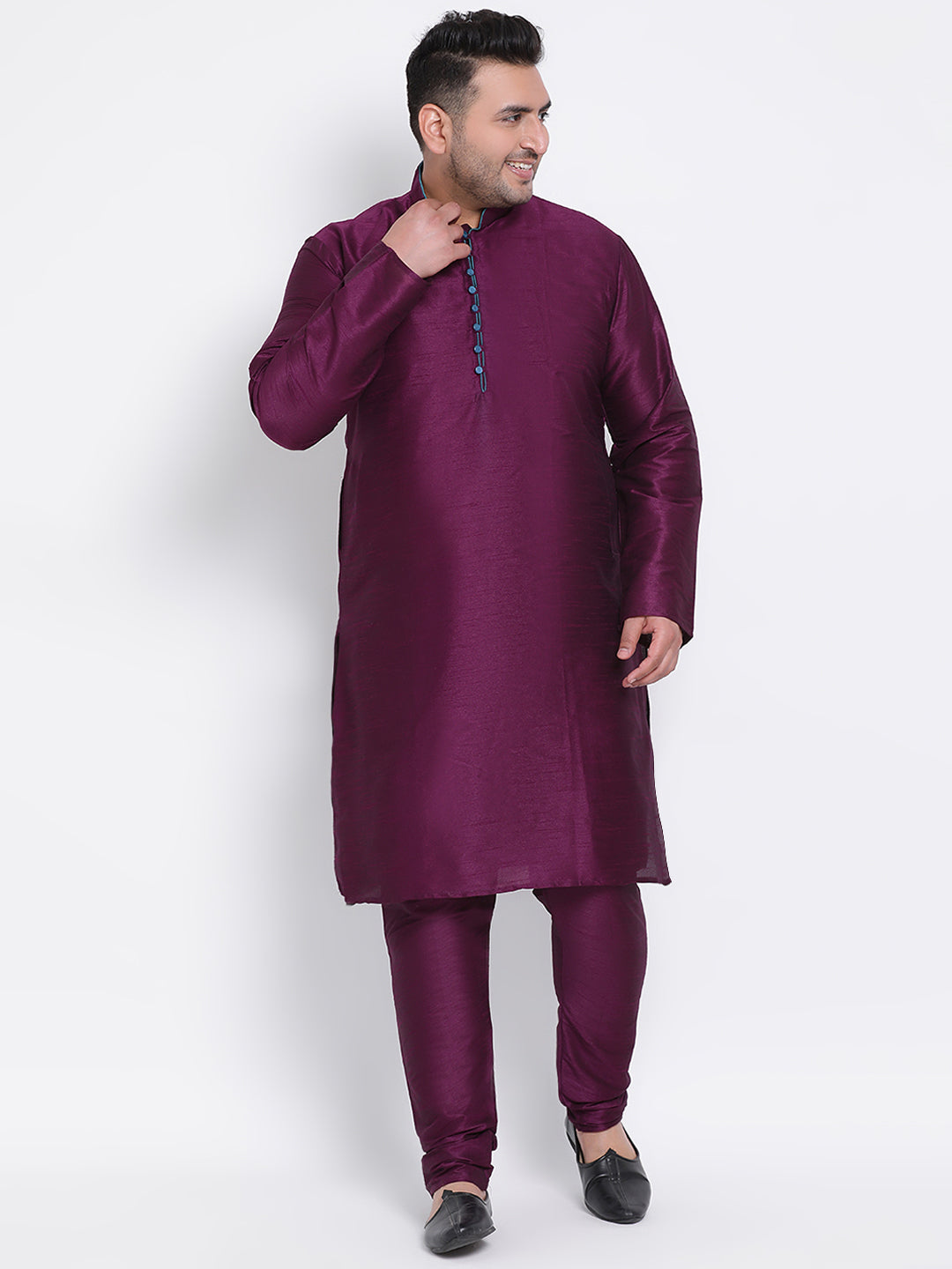 HANGUP Men Regular Fit Solid Silk Kurta Pyjama