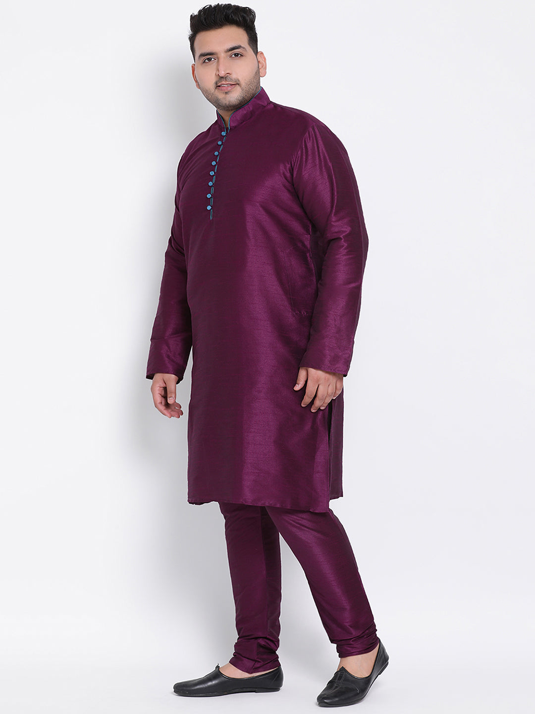 HANGUP Men Regular Fit Solid Silk Kurta Pyjama