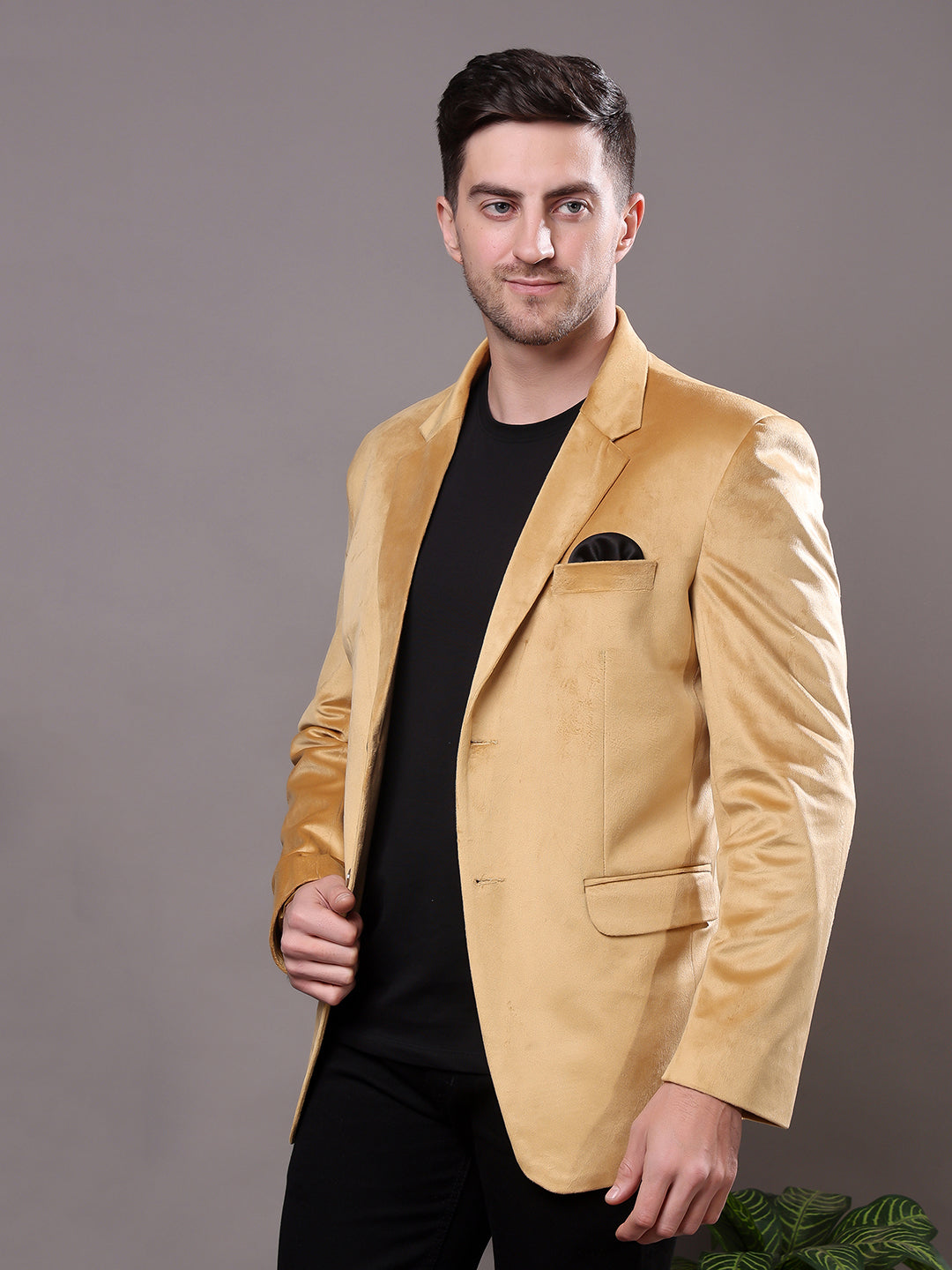 Hangup Men's Velvet 2Button Blazer