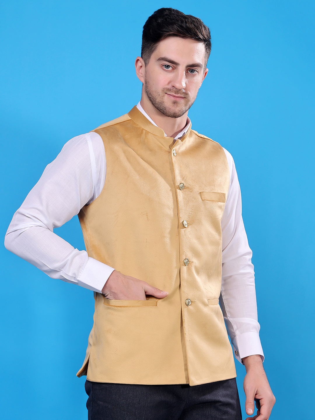 Hangup Men's  Velvet Nehru Jacket