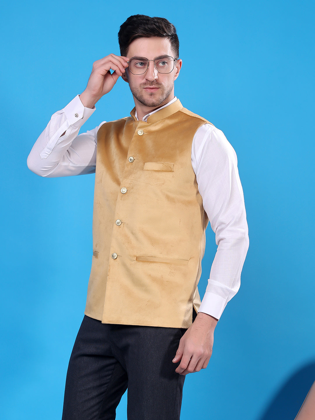 Hangup Men's  Velvet Nehru Jacket