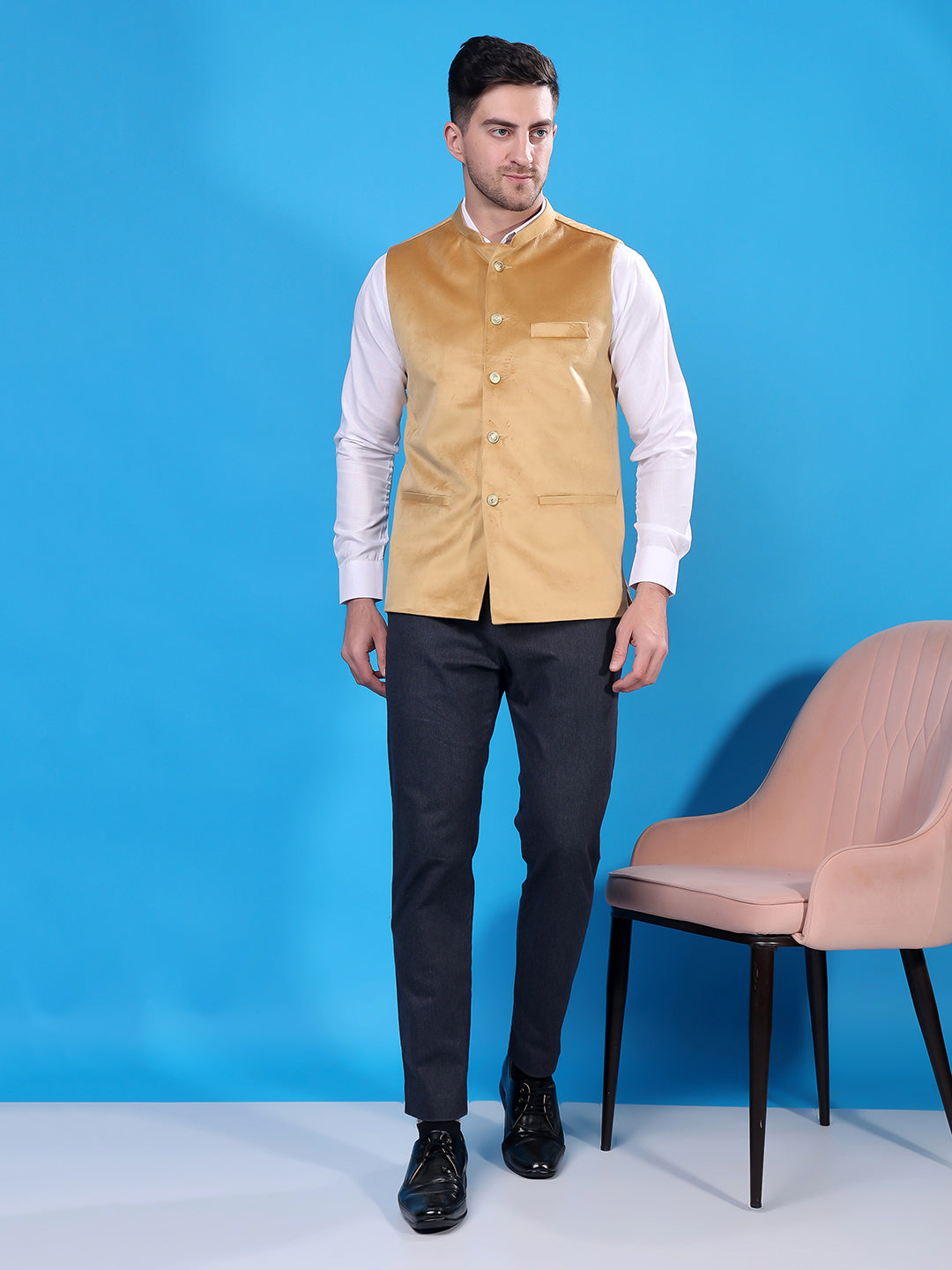 Hangup Men's  Velvet Nehru Jacket