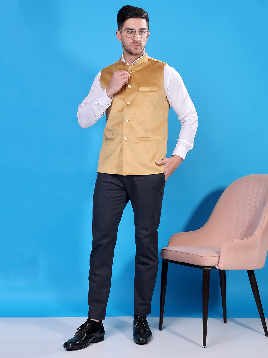 Hangup Men's  Velvet Nehru Jacket