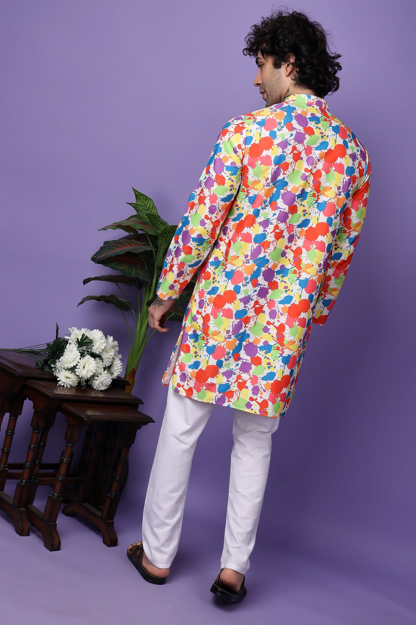 Hangup Men's Printed Holi Kurta Only