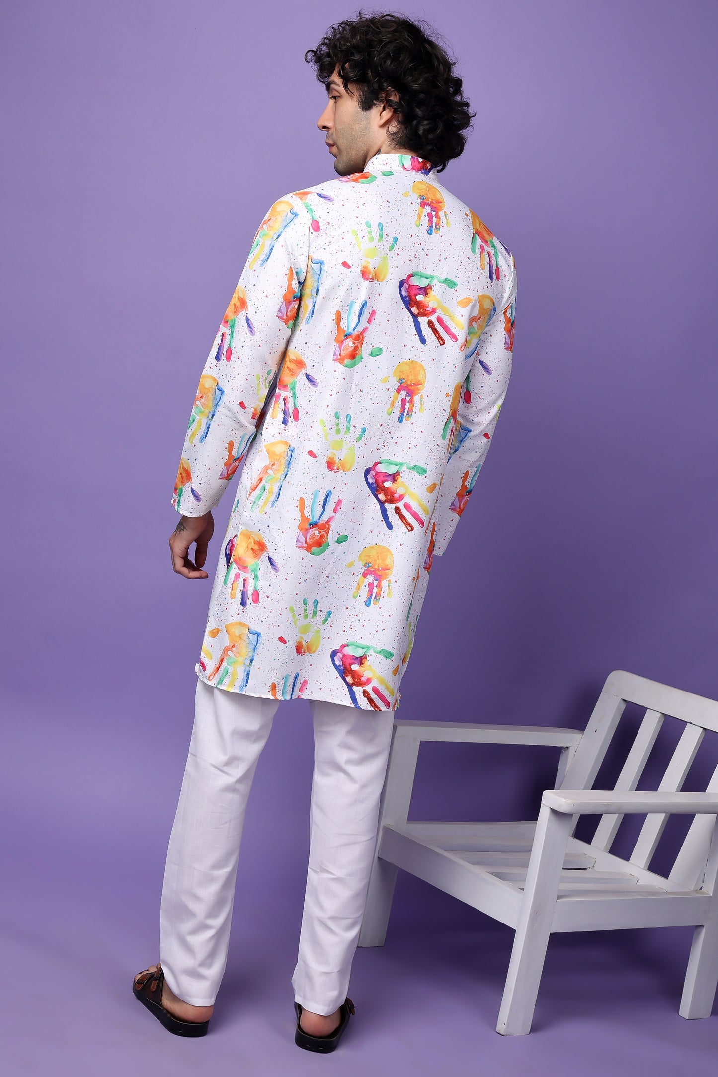 Hangup Men's Printed Holi Kurta Only