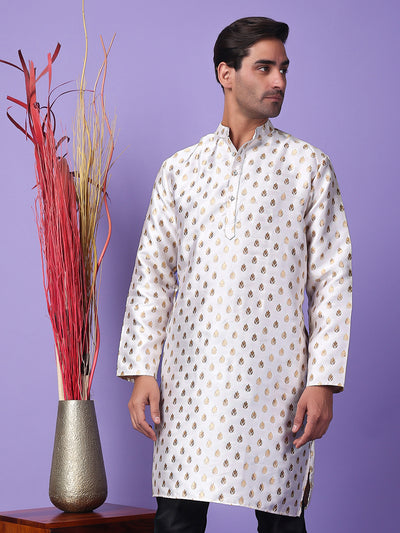 Hangup Men's Partywear White Kurta