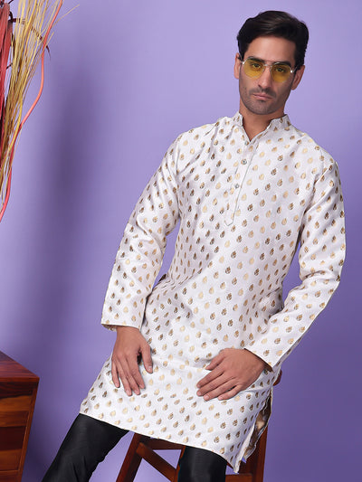 Hangup Men's Partywear White Kurta