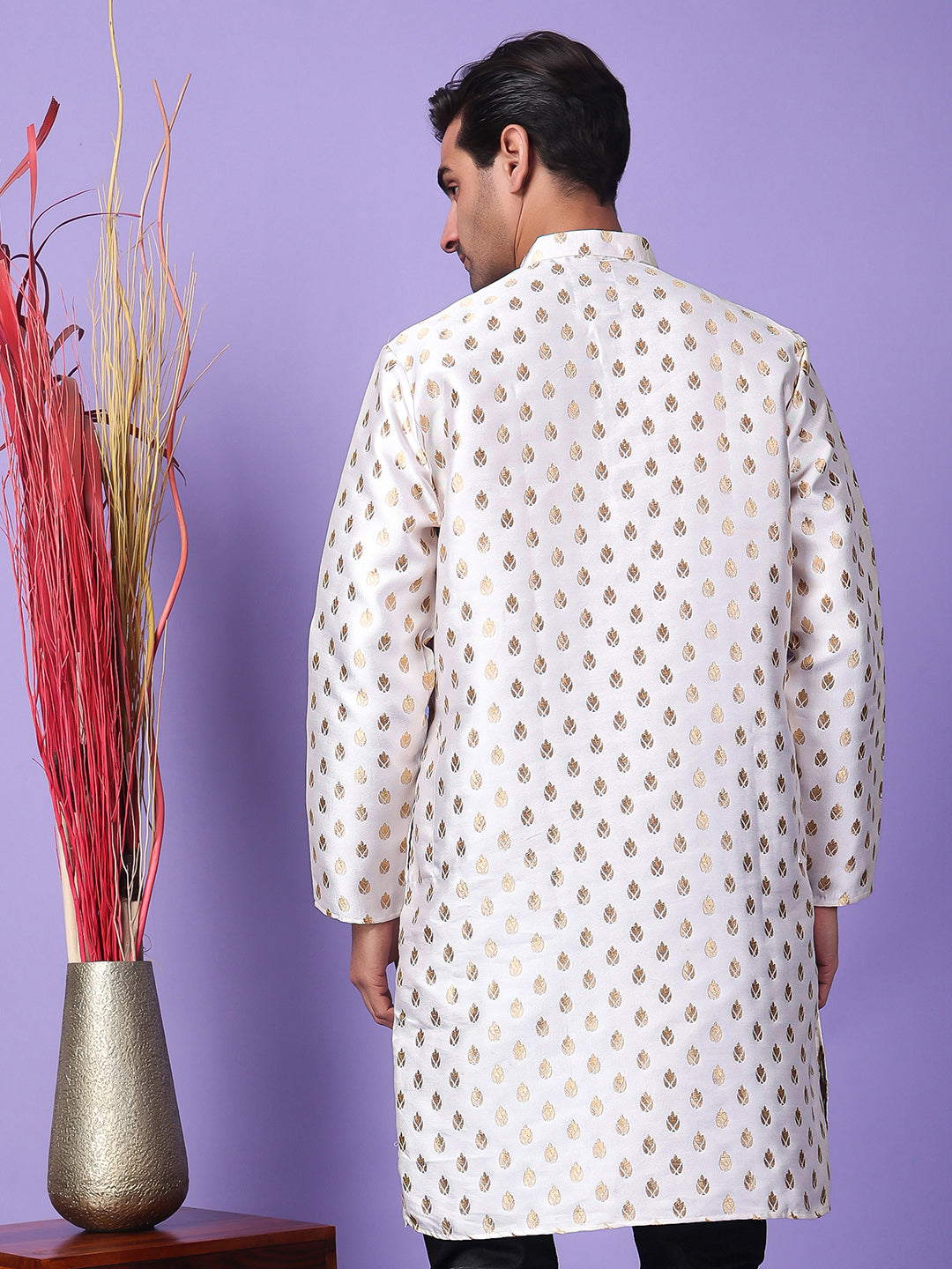 Hangup Men's Partywear White Kurta