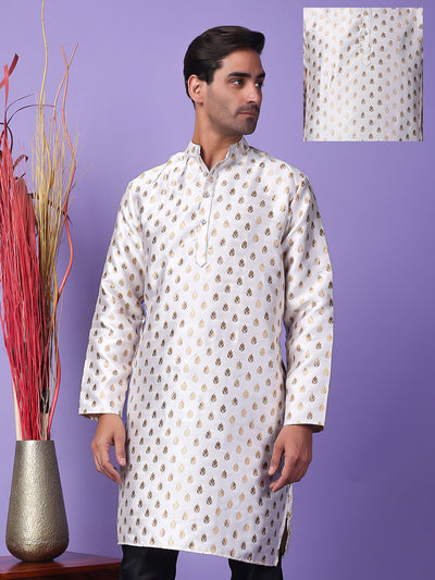 Hangup Men's Partywear White Kurta