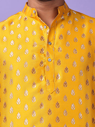 Hangup Men's Partywear Yellow Kurta
