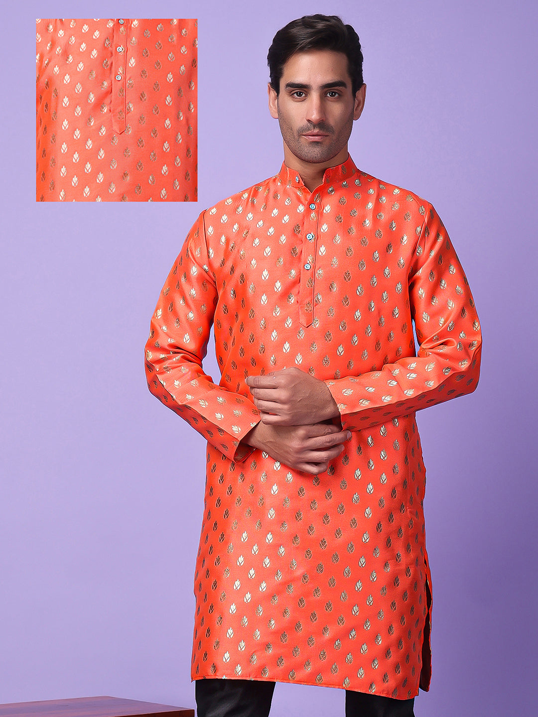 Hangup Men's Partywear Red Kurta