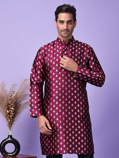 Hangup Men's Partywear Purple Kurta