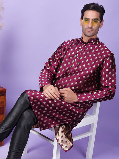 Hangup Men's Partywear Purple Kurta