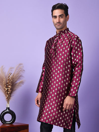 Hangup Men's Partywear Purple Kurta