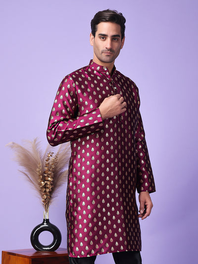 Hangup Men's Partywear Purple Kurta