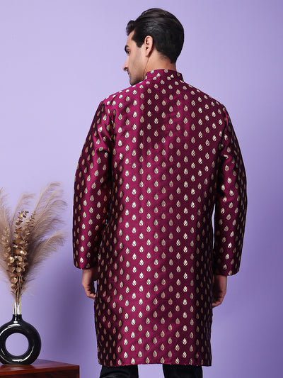 Hangup Men's Partywear Purple Kurta