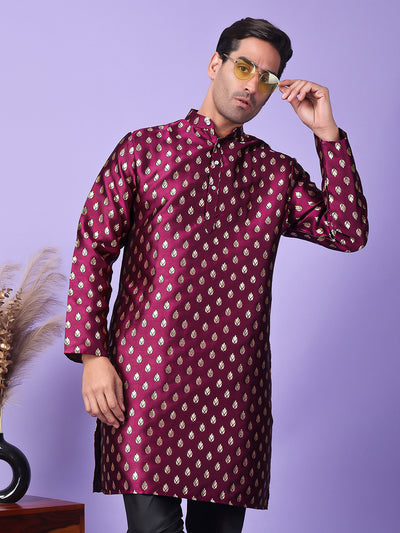 Hangup Men's Partywear Purple Kurta