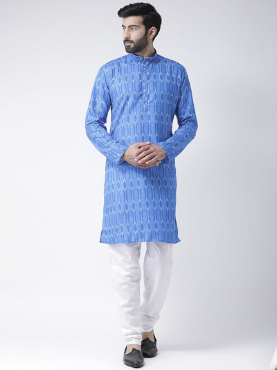 Hangup Men's Regular Fit Printed Cotton KurtaSet