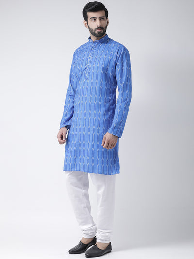 Hangup Men's Regular Fit Printed Cotton KurtaSet