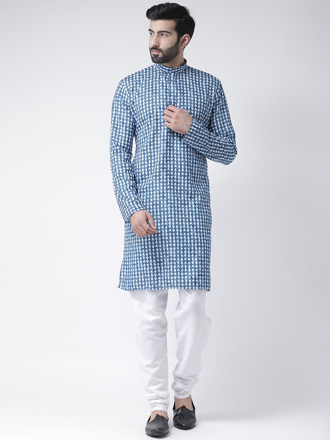 Hangup Men's Regular Fit Printed Cotton KurtaSet