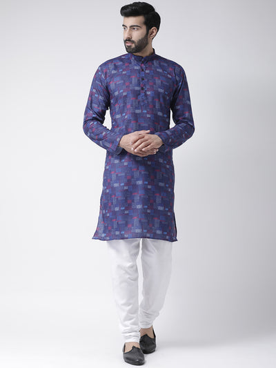 Hangup Men's Regular Fit Printed Cotton KurtaSet