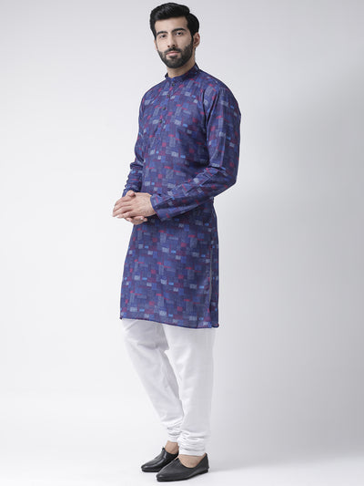 Hangup Men's Regular Fit Printed Cotton KurtaSet