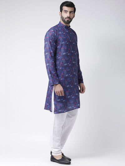 Hangup Men's Regular Fit Printed Cotton KurtaSet