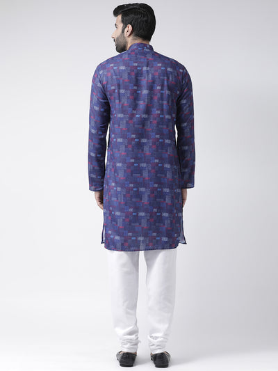 Hangup Men's Regular Fit Printed Cotton KurtaSet