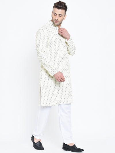 Hangup Men Regular Fit Printed PolyRayon 2Pc Kurta Pyjama Set