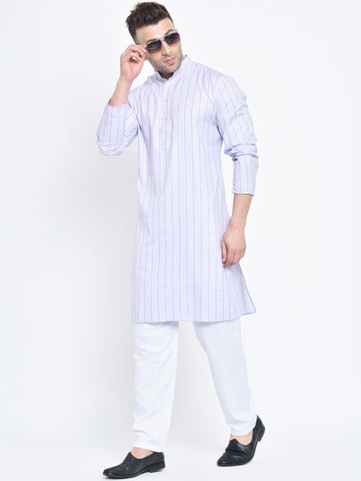 Hangup Men Regular Fit Printed PolyRayon 2Pc Kurta Pyjama Set