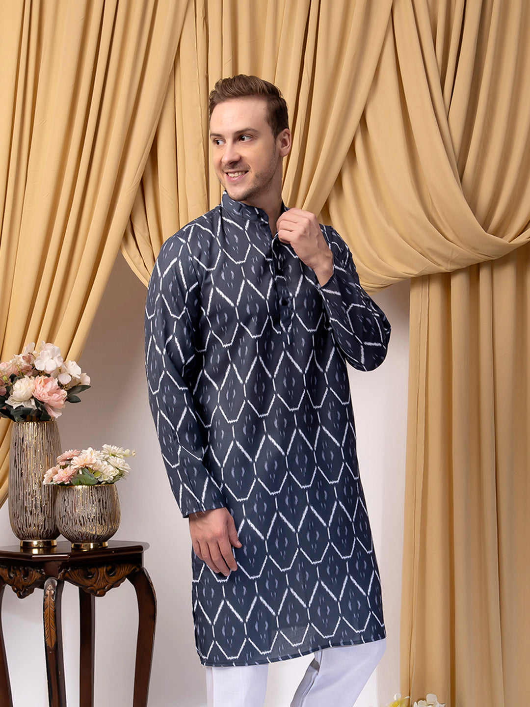 Hangup Men Partywear Multicolor Kurta