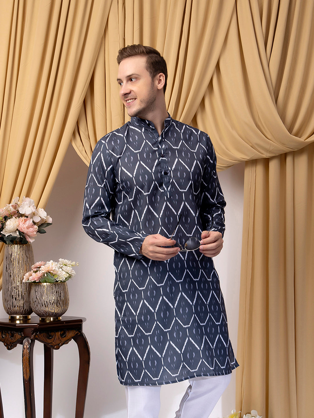 Hangup Men Partywear Multicolor Kurta