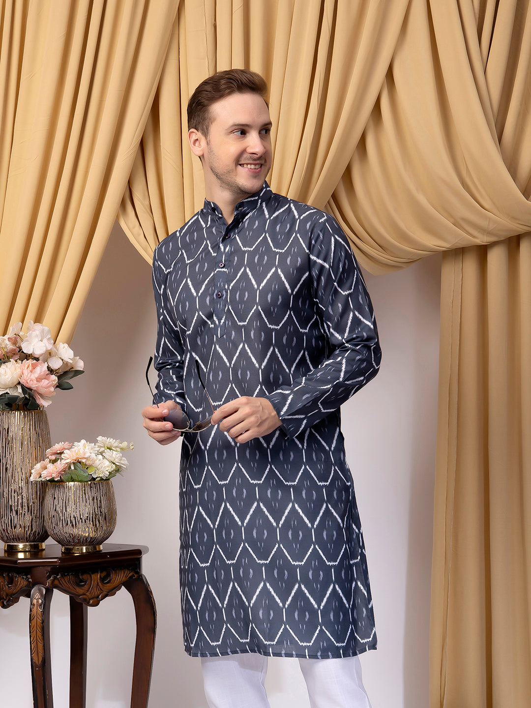 Hangup Men Partywear Multicolor Kurta