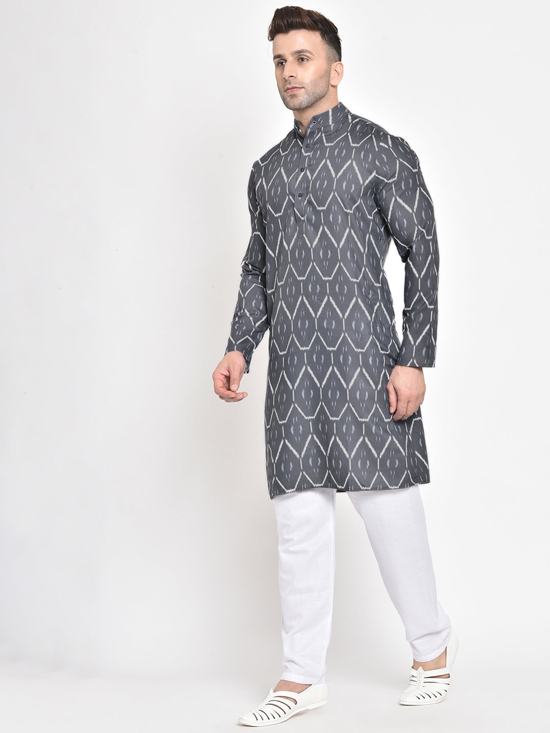 Hangup Men Regular Fit Printed PolyRayon 2Pc Kurta Pyjama Set