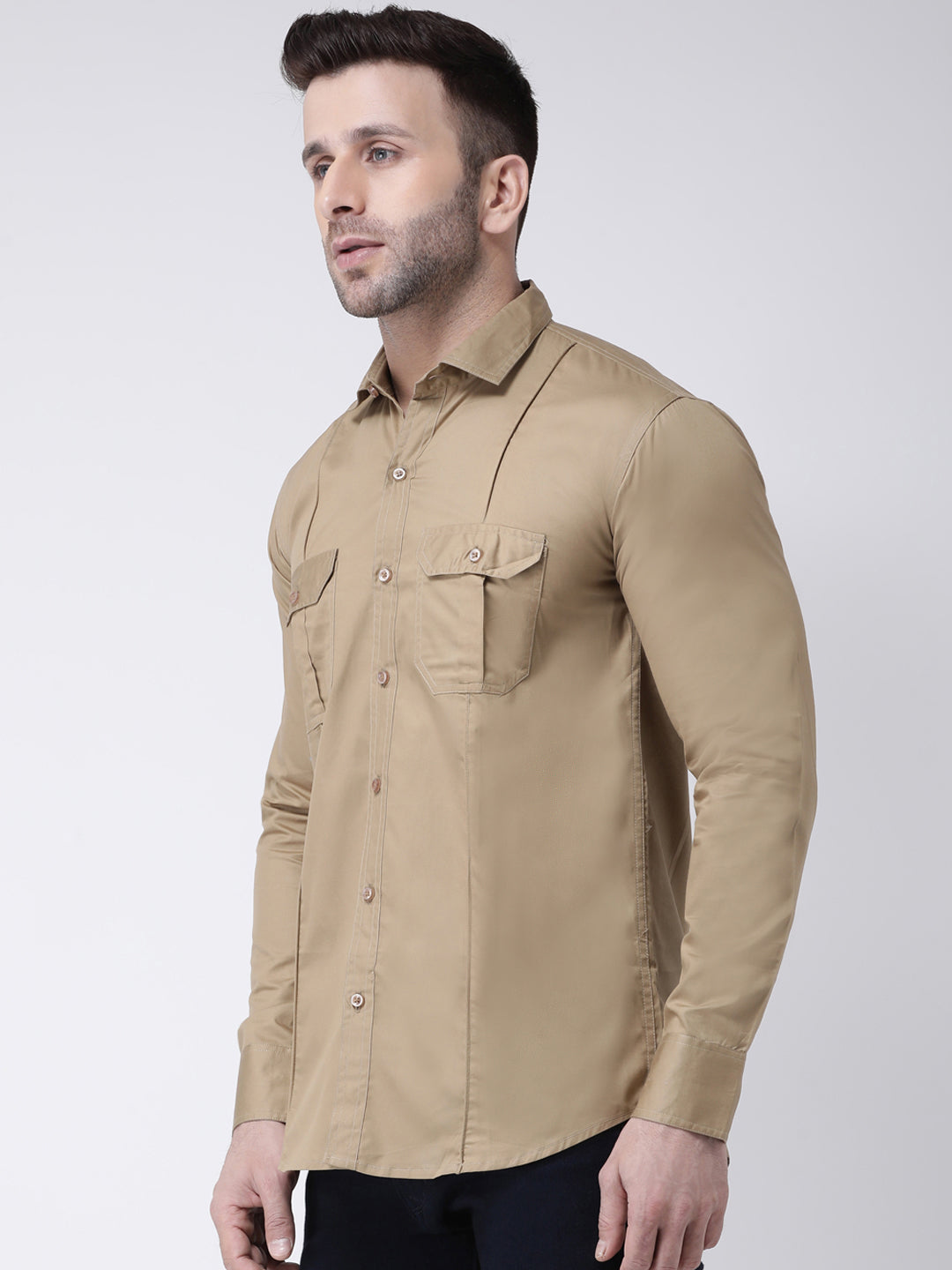 Hangup Men's Casual Solid Pure Cotton Shirt