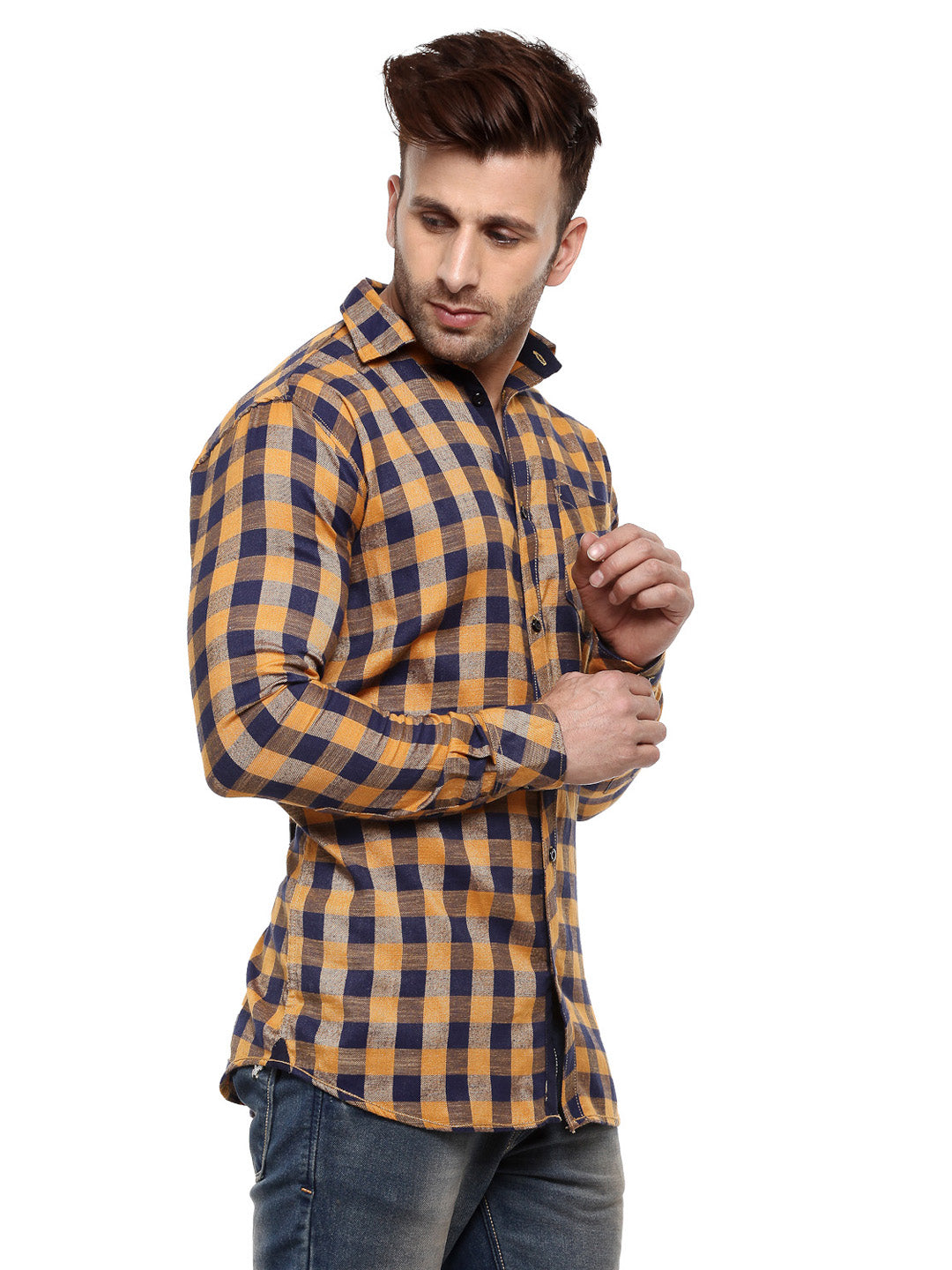 Hangup Men Partywear Yellow Shirt