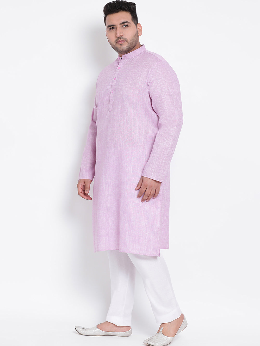 HANGUP Men Regular Fit Solid Cotton Linen Kurta Pyjama