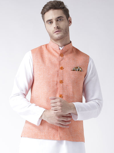 Hangup Men's Solid Linen Formal WaistCoat