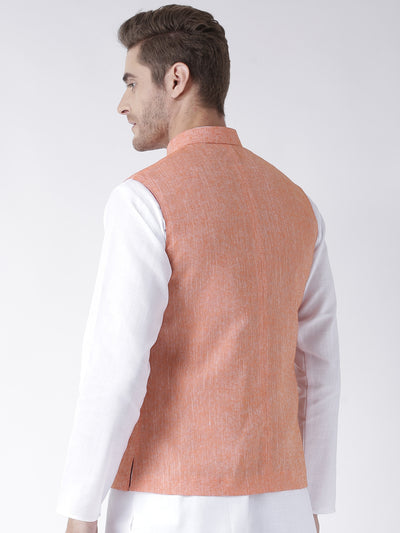 Hangup Men's Solid Linen Formal WaistCoat