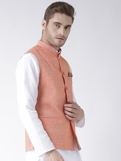 Hangup Men's Solid Linen Formal WaistCoat