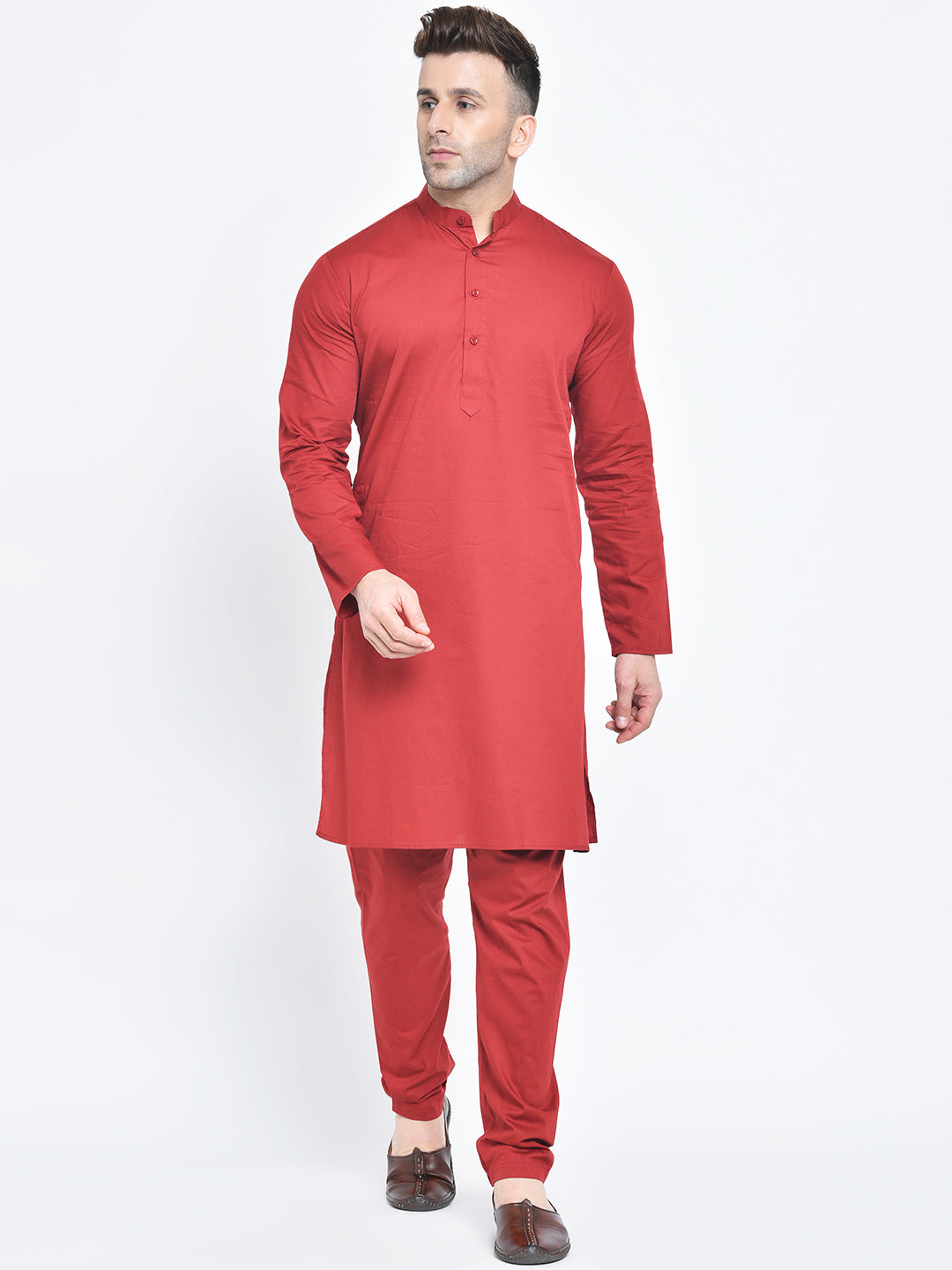 Hangup Men Regular Fit Solid PolyRayon 2Pc Kurta Pyjama Set