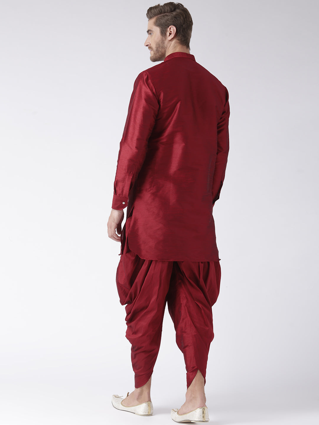 Hangup Men's Regular Solid Dupion Kurta Harem